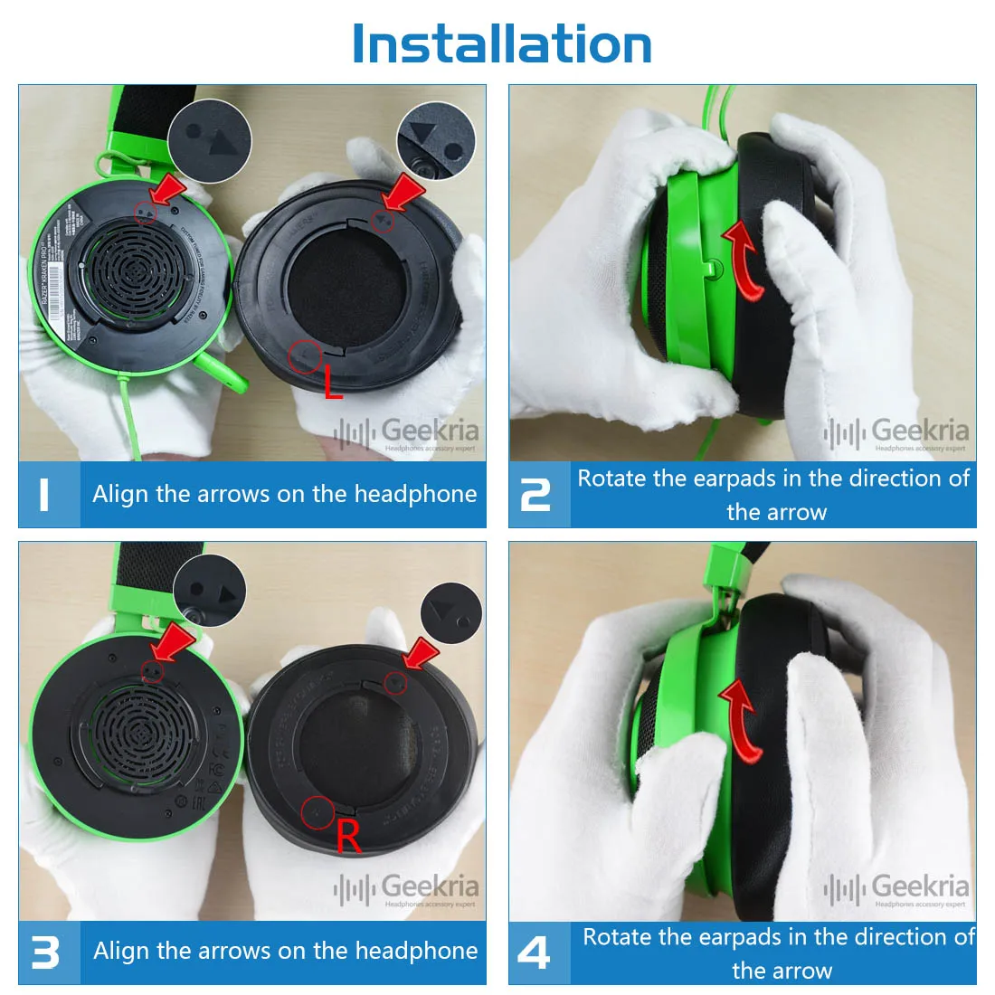Almofadas de substituição Geekria QuickFit para Razer Kraken Pro V2, Kraken 7.1 V2, Stormtrooper