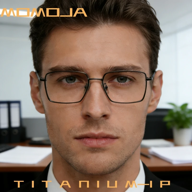 

MOMOJA New High Quality Business Square Man's Glasses Frame Lightweight Titanium Alloy Fashion Simple Design Eyeglasses 80908