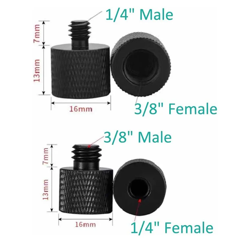 1/4" to 3/8" Male to Female Thread Screw Mount Adapter Mic Stand Thread Adapter Set Camera Flash Tripod Light Stand Adapter image 3