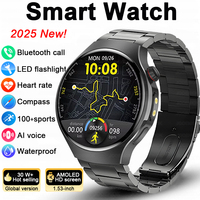 New Smart Watch Men Full Touch Screen Compass Bluetooth Call Flashlight Sports Activity Fitness Heart Rate Waterproof Smartwatch