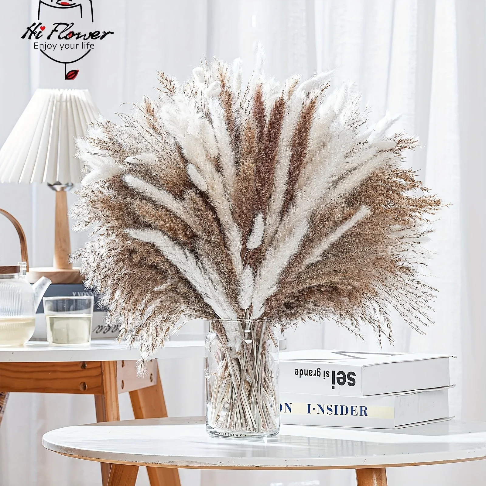 

75pcs Dried Flowers Pampas Grass Bouquet Wedding Floral Arrangements Artificial Flower Bunny Tail Boho Home Decor Party Supplier