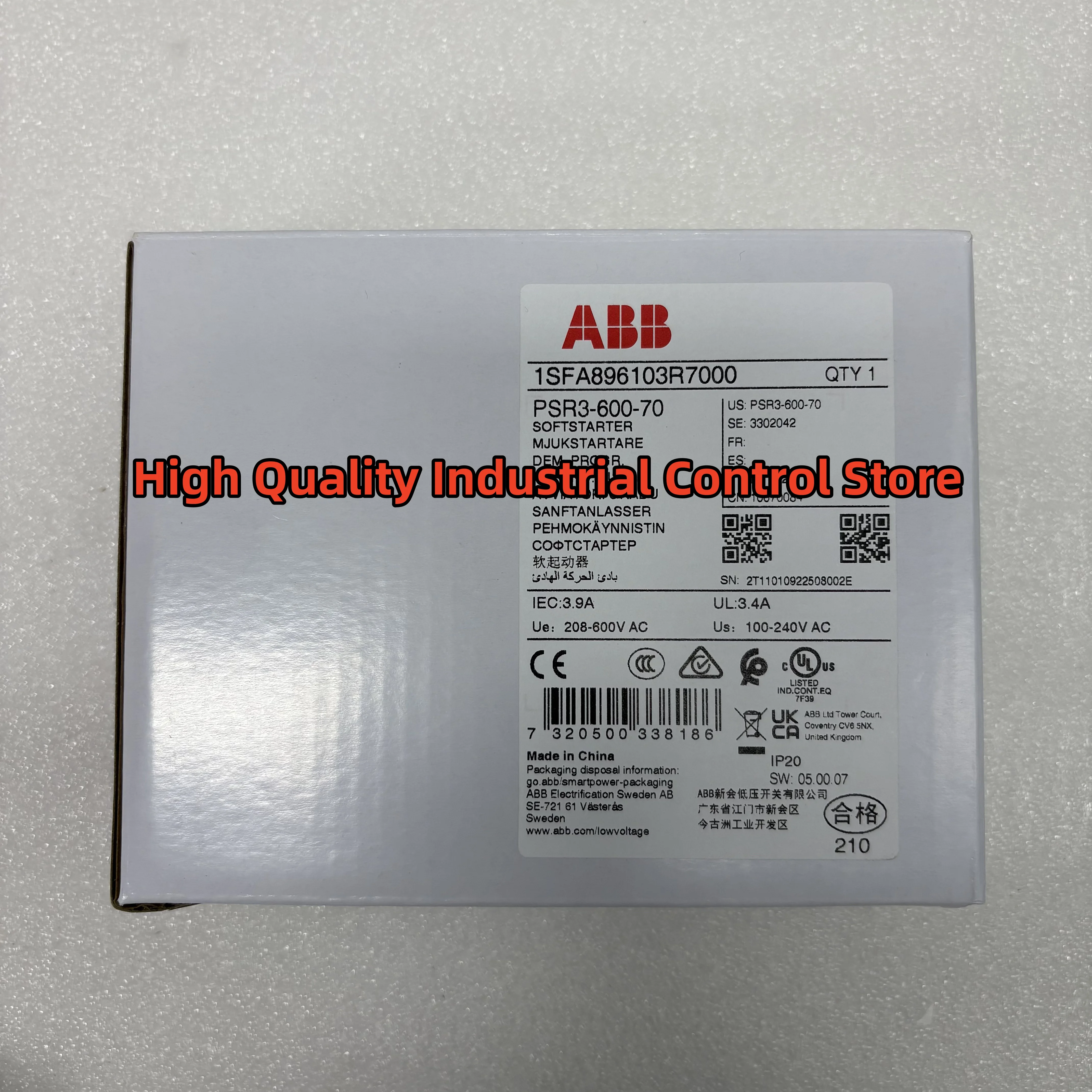 

PSR series Soft starter，PSR3-600-70，order number 1SFA896103R7000