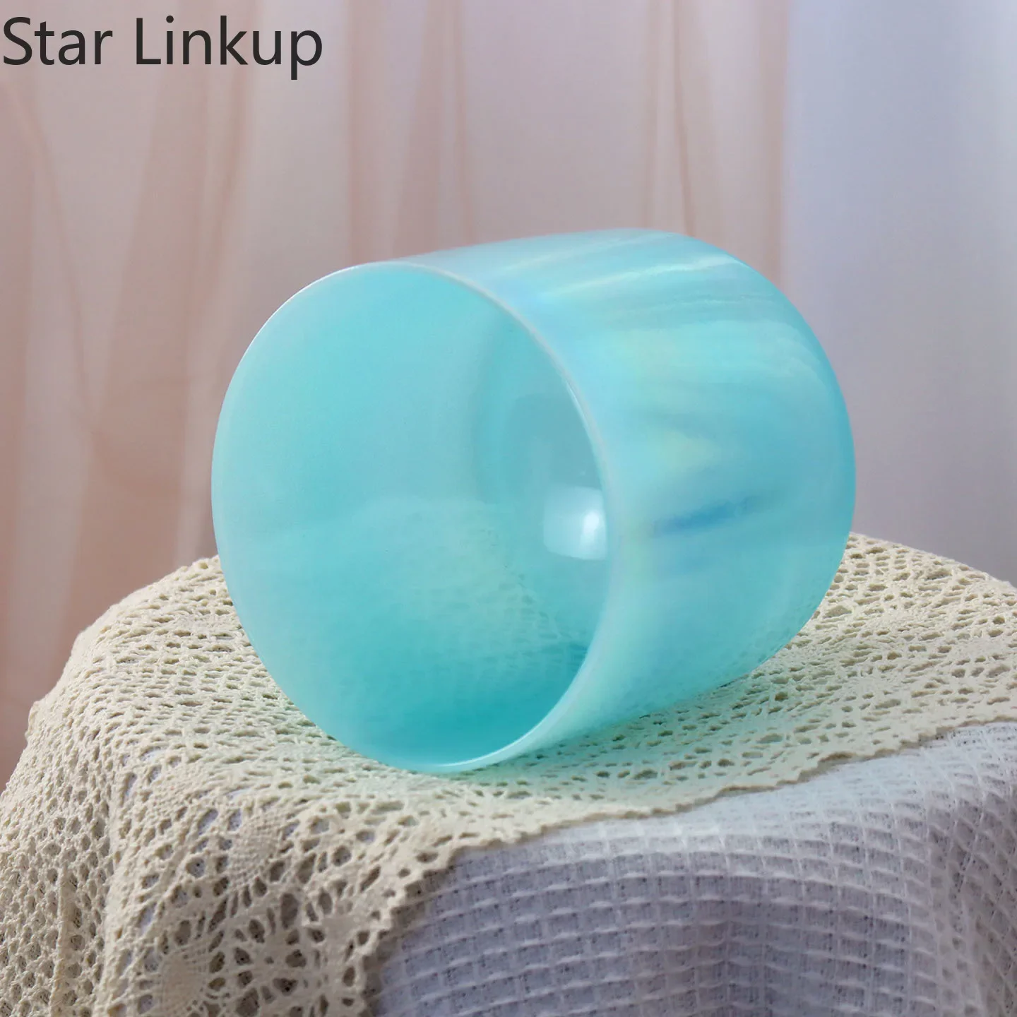 STAR LINKUP Clear Crystal Singing Bowl, 6-Inch Cosmic-Light Quartz A-Note Resonance Bowl for Sound Healing Yoga Meditation
