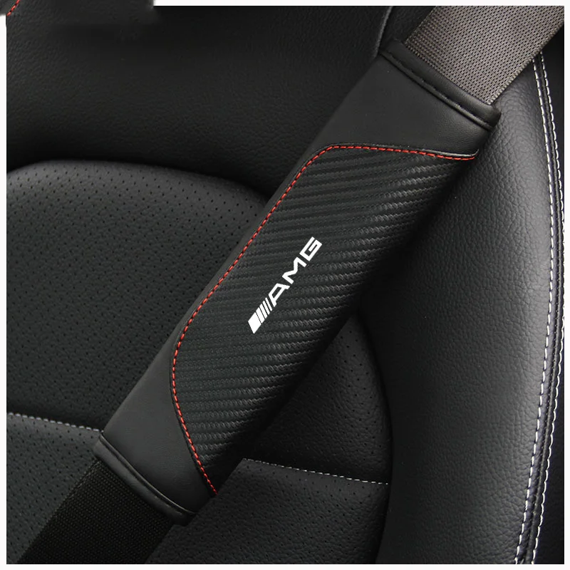 2PCS Leather Car Seat Belt Cover Safety Belt Shoulder Protection Pads For Mercedes Benz AMG CLA CLS W212 W213 W204 W205 W176 GLA