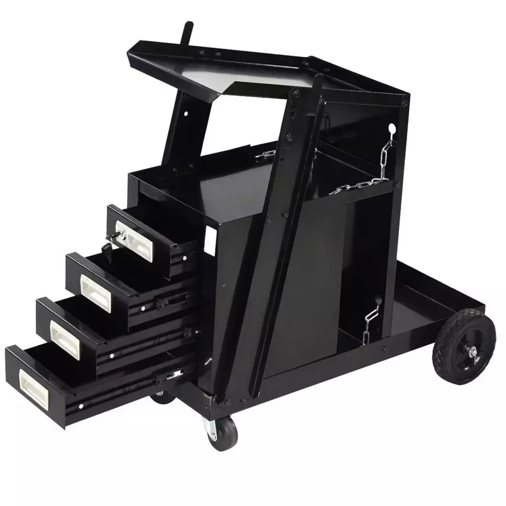 FOR Welding Trolley Cart Mobile welding machine tool cart Four-layer drawer with handle