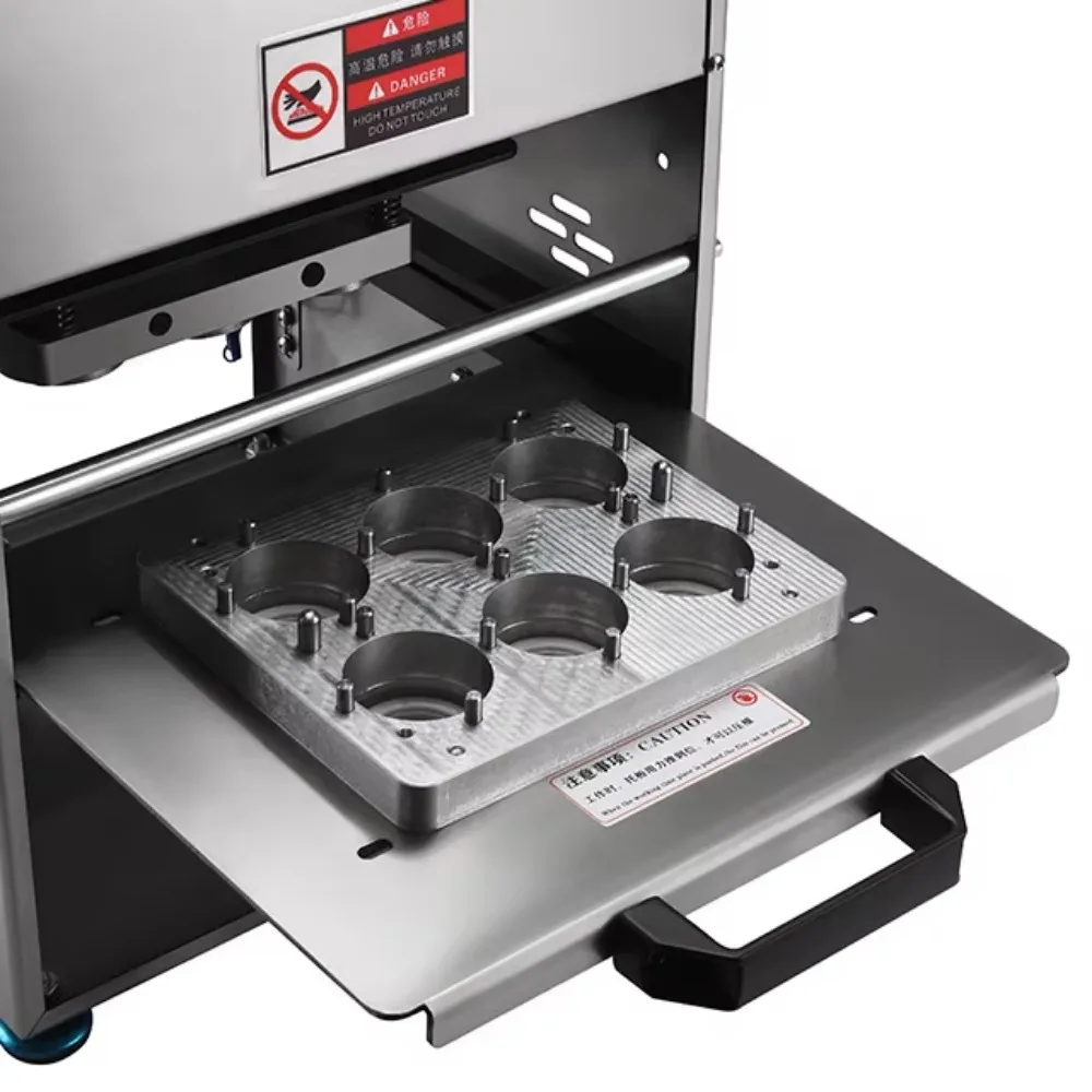 Automatic Heat Sealing Machine for Plastic Paper Cups Foil Cans & Case Packaging for Milk Tea Cola Soybean Milk Beverage Shops