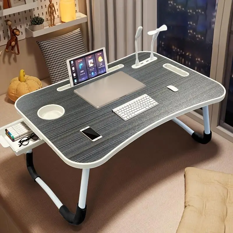 

Ultra Large Portable Laptop Bed Table - Multi functional tray holder with cup holder and drawer