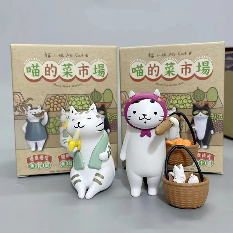 /KQM/Random Cat  Figure Toy Cat Doll Meow Market Blind Bag Cat Action Figure Model Toy Decoration Children's Gift