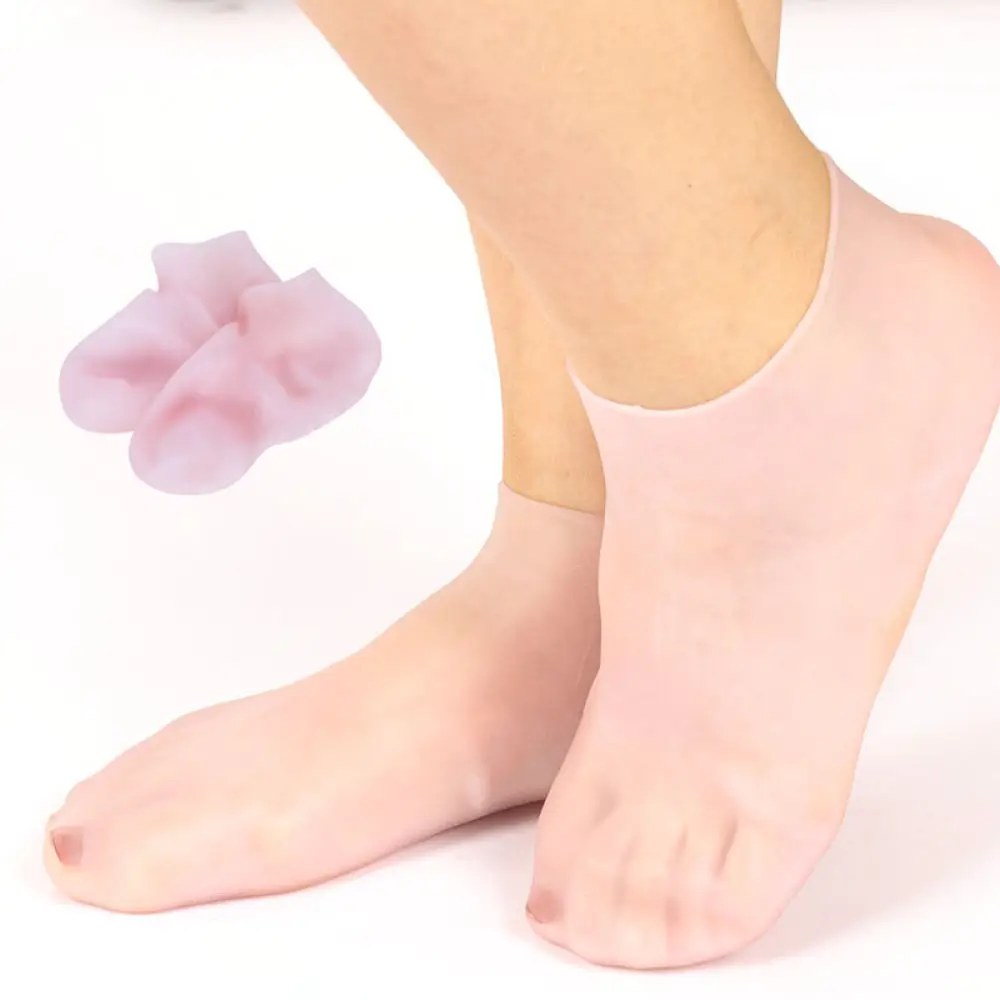 Elastic Silicone Socks For Foot Moisturizing Heel Protector Cracked Skin Relief Soft Pedicure SPA Therapy Wellness Aid