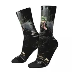 Divertenti calzini da uomo felici Zoro nella vita reale Retro Harajuku One piece Street Style novità Pattern Crew Crazy Sock Gift stampato