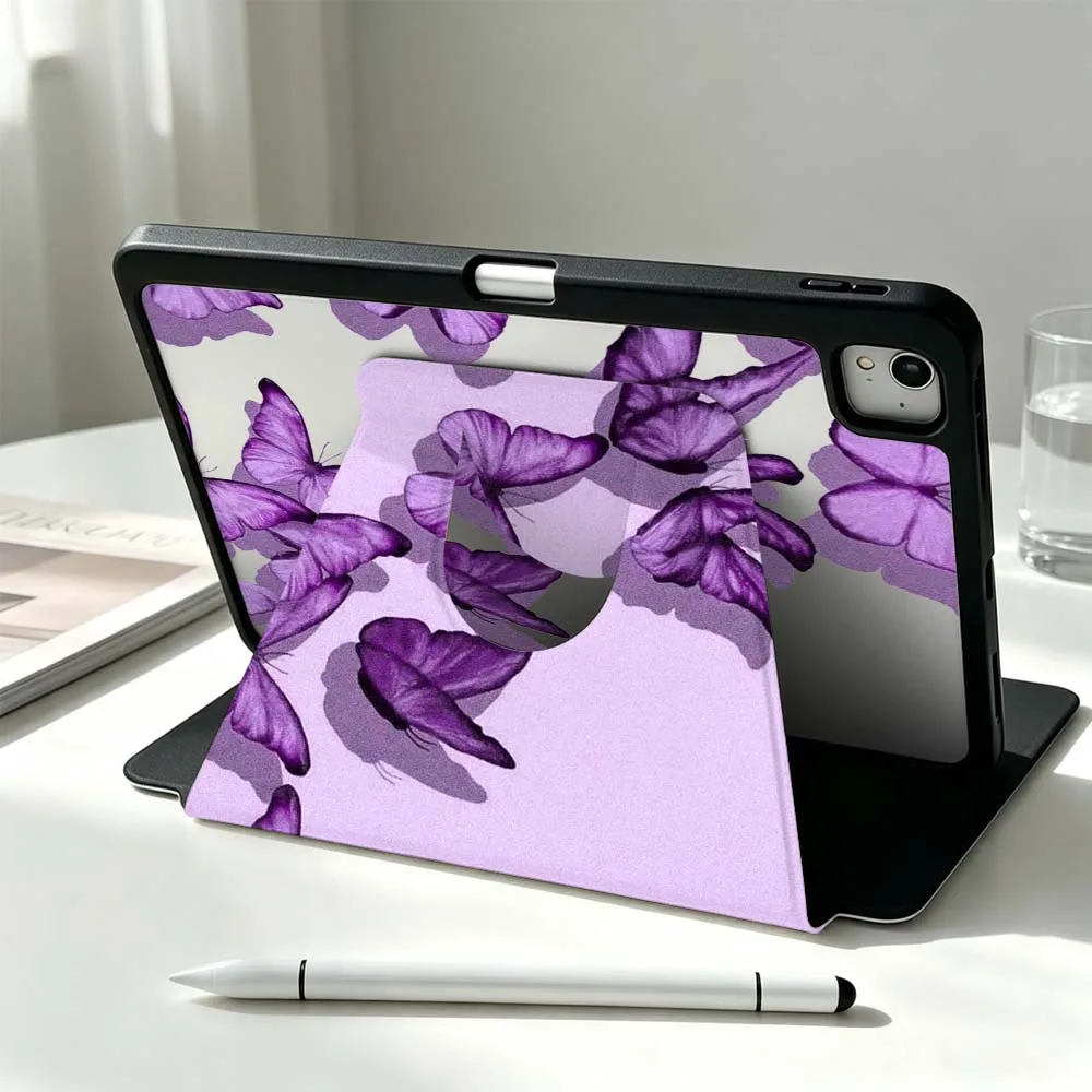Cartoon Butterfly Design For Xiaomi Mi Redmi Poco Pad 8 7 7S 6 6S 5 SE Pro Ultra 360° Rotation Stylus Storage Tablet Case
