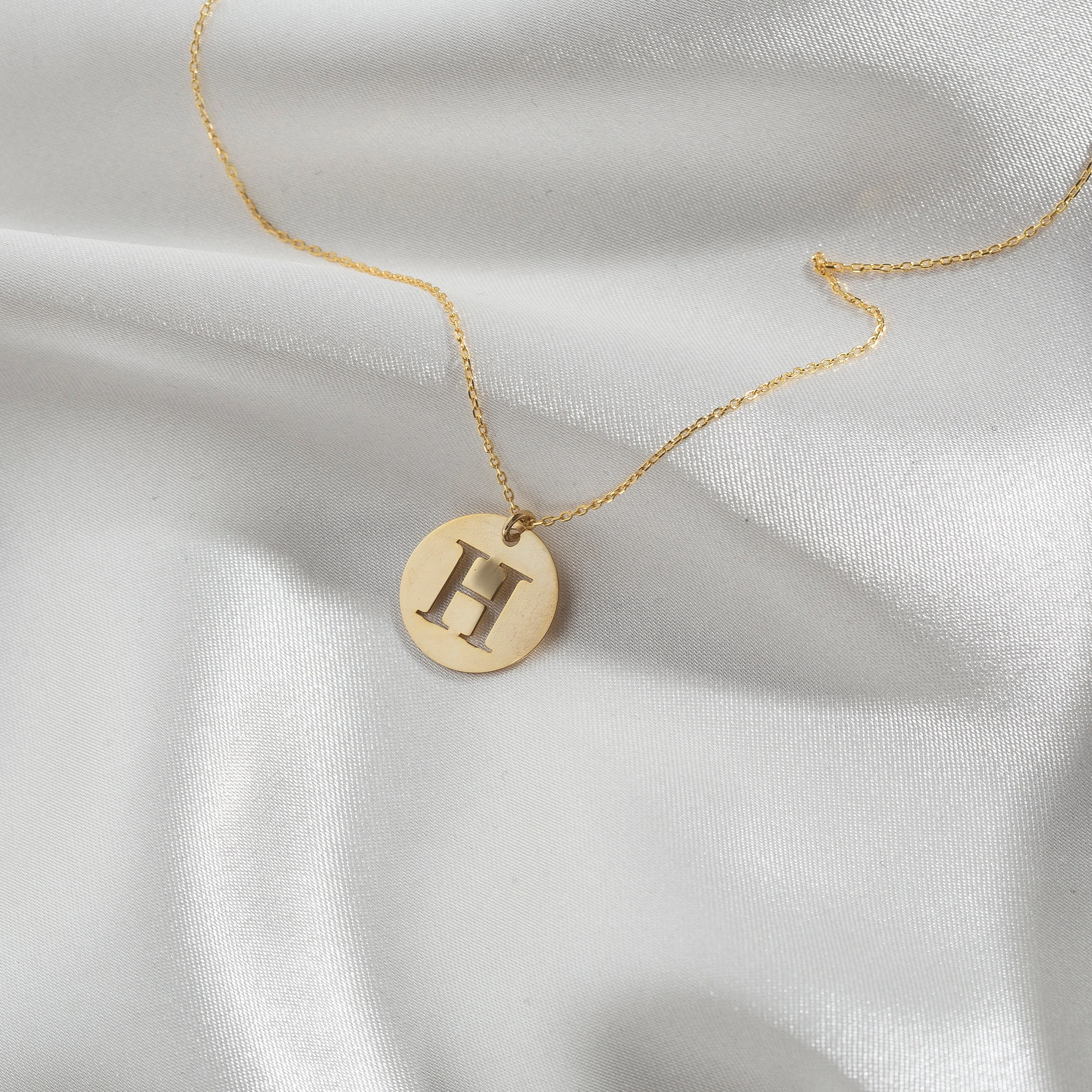 Personalized Circle Letter Necklace Engraved Custom First Initial  Pendant Personalized Gift for Her Bridesmaid Gift