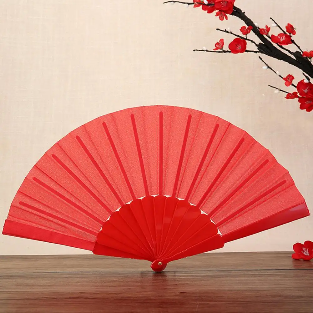 Elegant Silk Hand Fan Chinese Style Folding Fan Summer Female Dance Fan Portable Fabric Plain Flower Hand Held Fans Party Favors