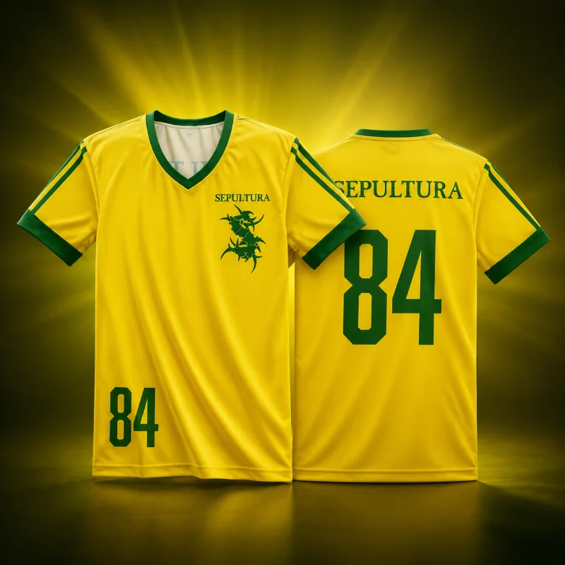 3D Printed Heavy Metal Band Football Uniform for Men and Women Green Football T-shirt with V-neck and Short Sleeves Street Wear