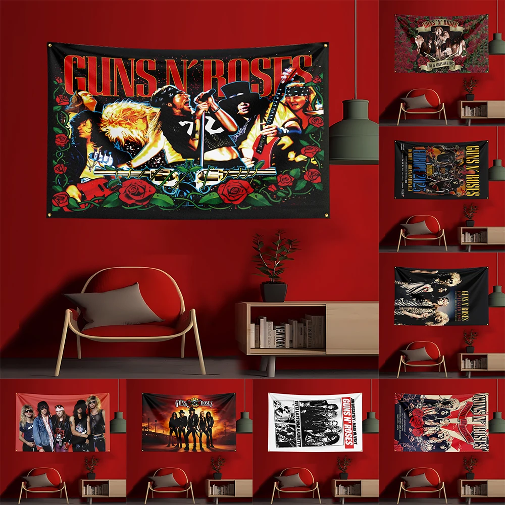 

3X5 FT W-G-GunsN'Roses Game Flag Polyester Printed Party Flag for Garage Room Decoration