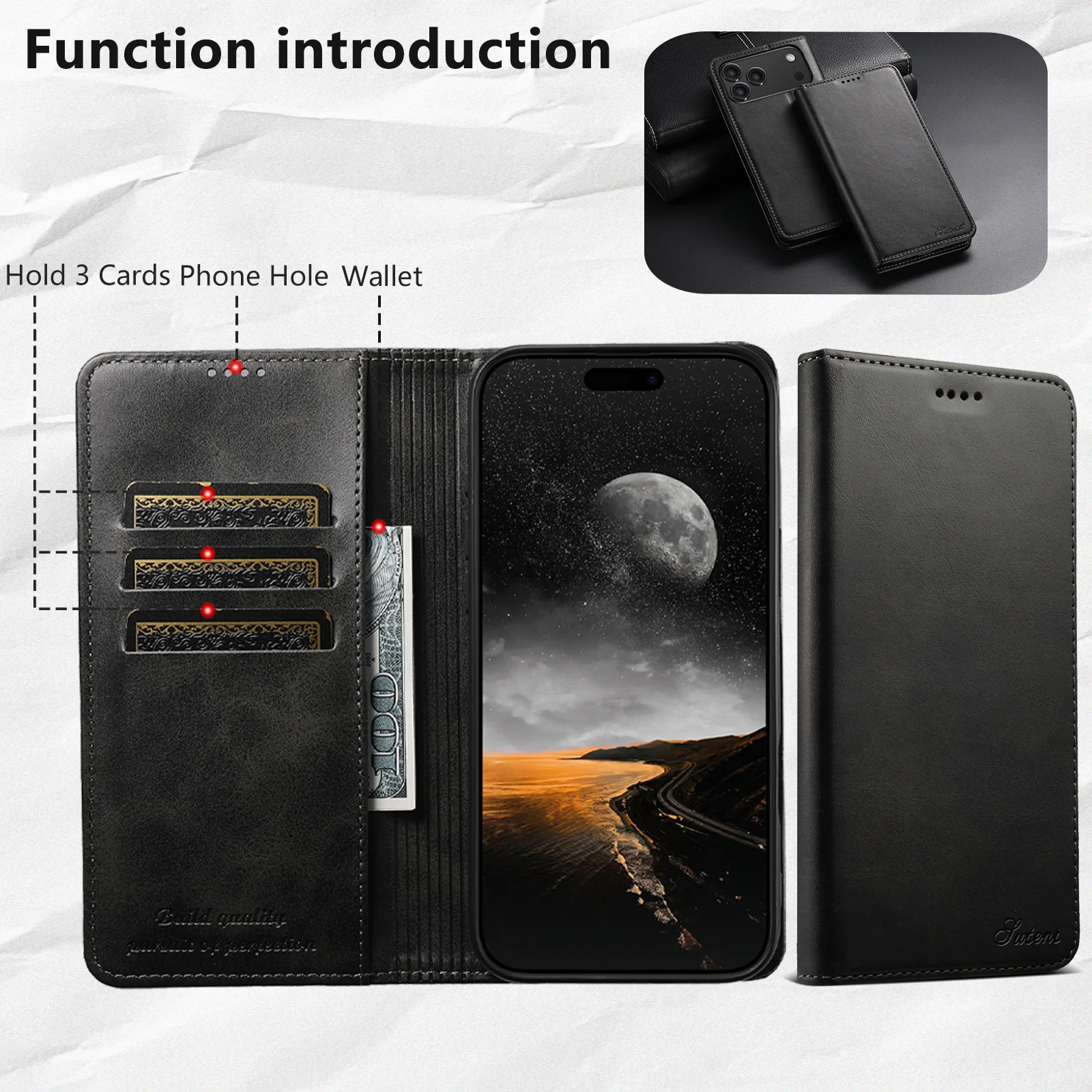 Роскошный кожаный чехол SUTENI – обзор и цена Leather Folio Wallet Case