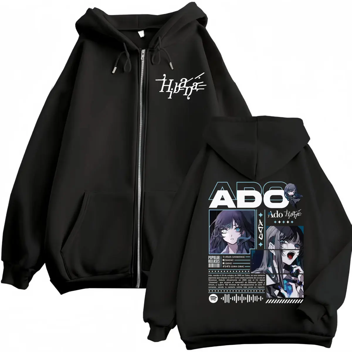 

Singer Ado Hibana World Tour 2025 Zipper Hoodies Fashion Manga Style Zip Up Hooded Sweatshirts Men Women Casual Fleece Pullovers