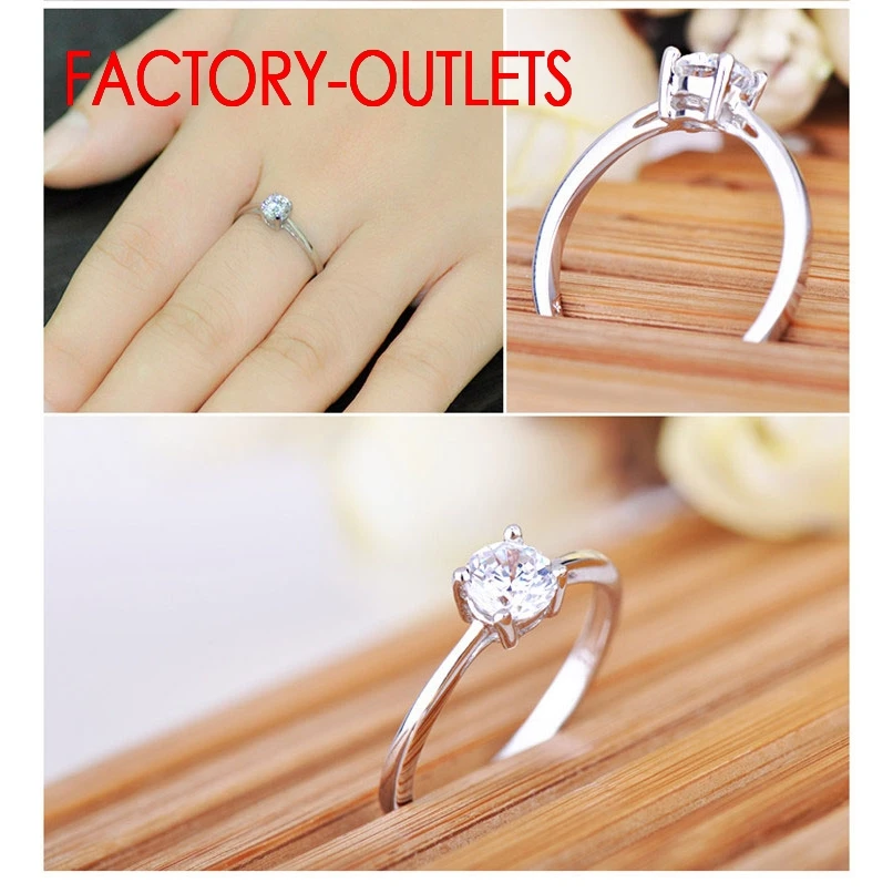 925 Sterling Silver Engagement Ring New Fashion Jewelry Trendy Style CZ Cubic Zirconia Prong Setting Women Girls Wholesale