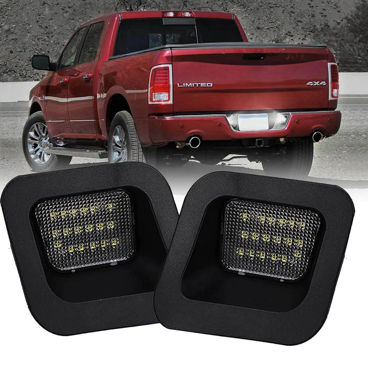 

LED License Plate Light For 2003-2018 Dodge RAM 1500 2500 3500 Pickup Truck, 6000K Diamond White, 1pair Tag Lamp Assembly