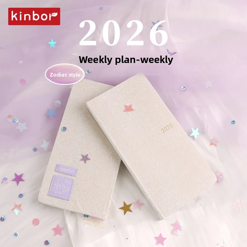 Kinbor 2026 One Page A Week Daily Time Weekly Planner Book Organizer Schedule Books Self Disciplined Punch Efficiency Manual