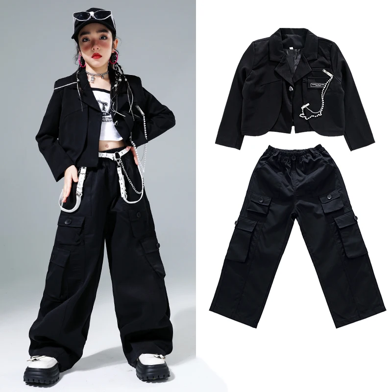 Girls Jazz Dancing Outfits Teenage Clothing Crop Tank Tops Hip Hop Pants For Kids Hip Hop Performance Stage Costumes DQS14523