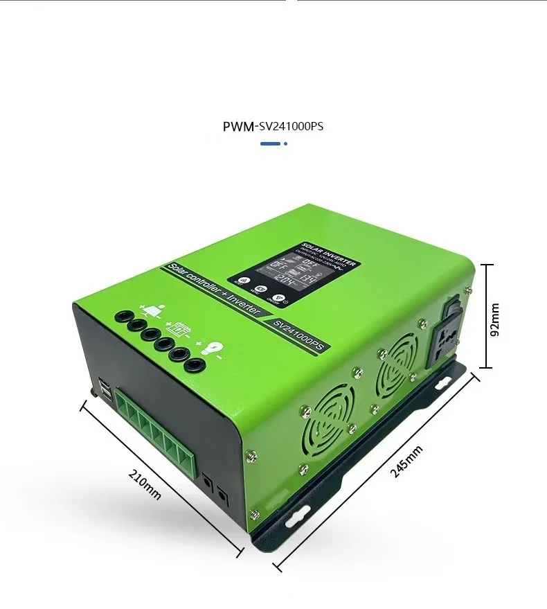 12V/24V 1000W/500W Solar Inverter Charger Pure Sine Wave Built-in PWM Controller for AGM LiFePO4 Battery 110V/220V Off Grid RV