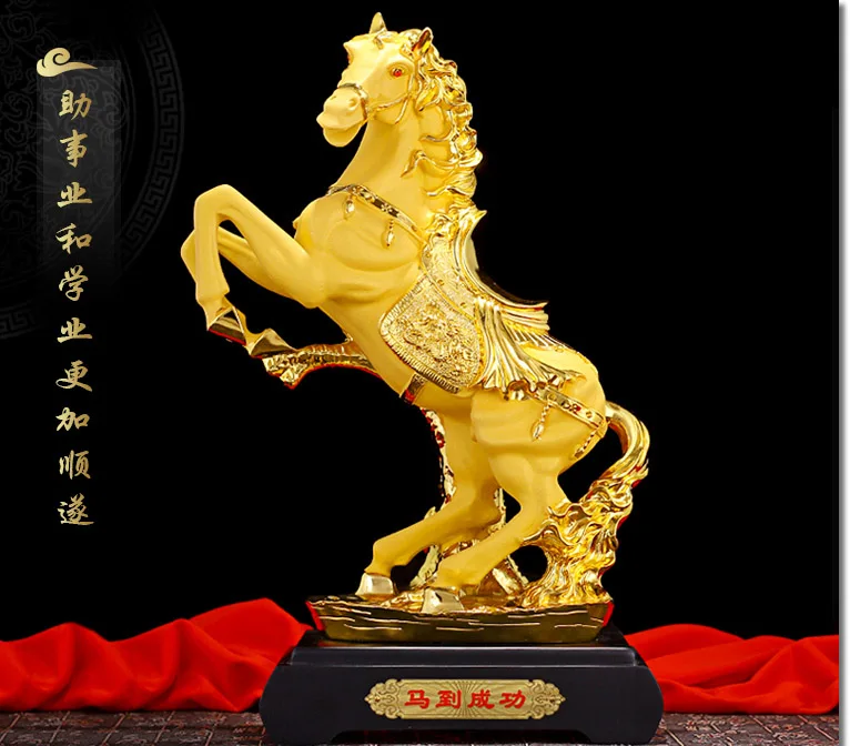 

HOT SALE Business Bring in wealth and treasure office home shop company Money Drawing Talisman # GOLDEN horse FENG SHUI statue