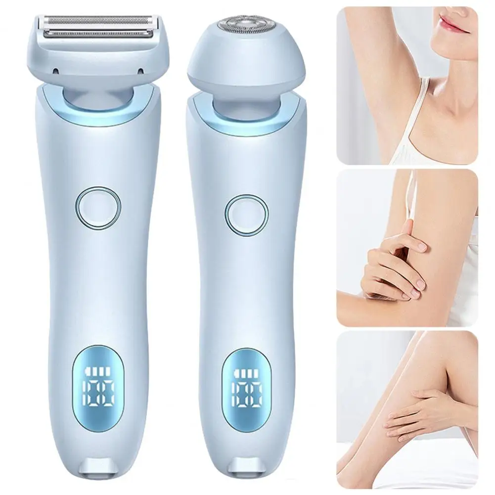 Portable Electric Shaver Dual Head Electric Epilator for Women Usb Rechargeable Hair Removal Tool for Face Body Bikini Area