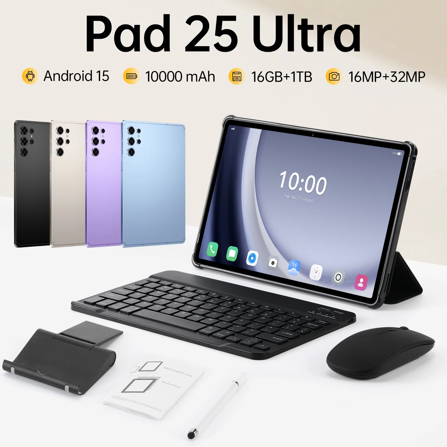 

HOT Pad 25 Ultra Global Edition 10.1" HD Screen Snapdragon 8 Gen3 16GB 1TB 5G 10000mAh 32MP Camera Type-C Tablet