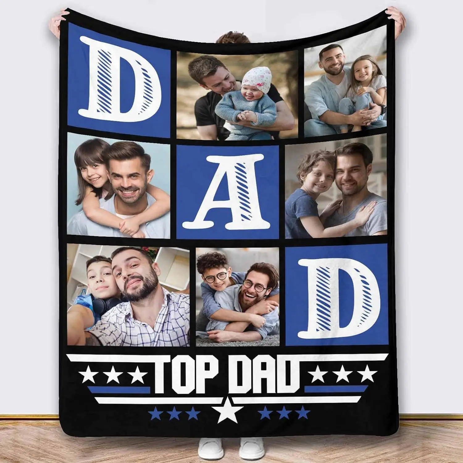 Customized dad gift picture blanket for dad and husband, Father's Day gift for Christmas, family and friends