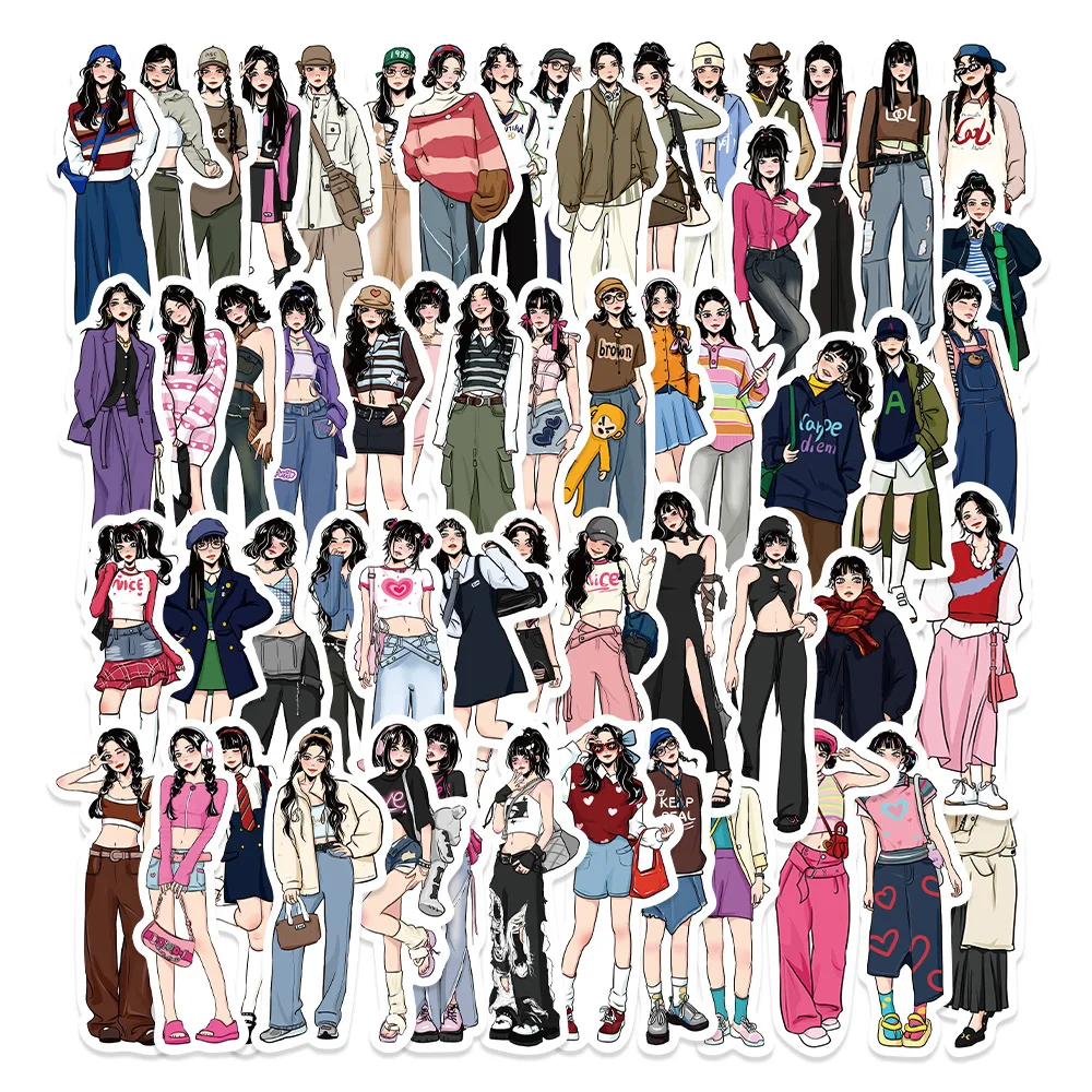 

65 PCS Mocha Girl Versatile Wear Stickers Girl Luggage Mobile Phone Water Cup Waterproof Stickers