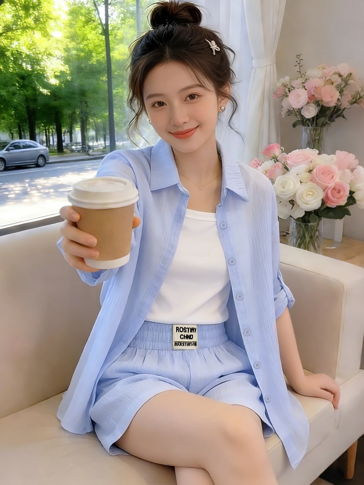 

Summer New Style Women's Loose Collar Shirt And Wide Leg Shorts Two Piece Set Fashionable And Comfortable Lightweight Ou...