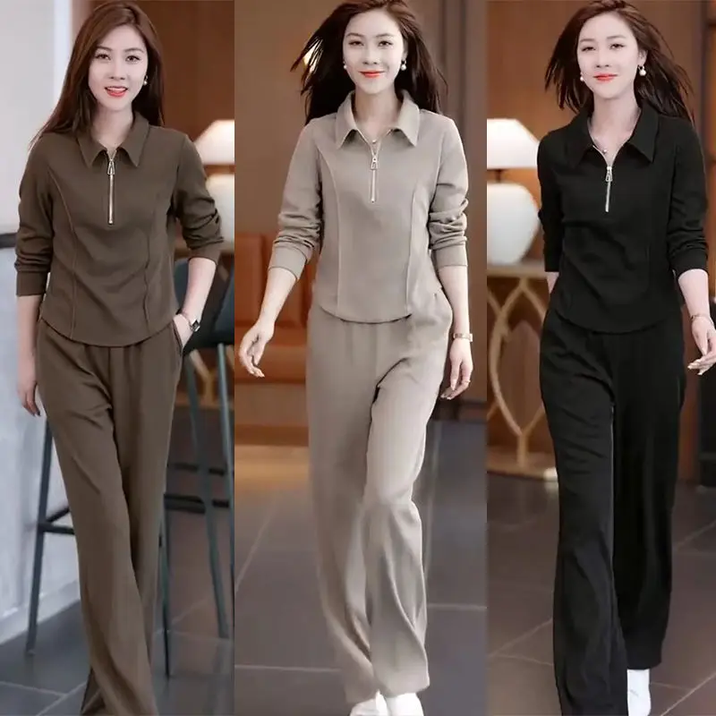 Women's Summer Clothes Two Piece Set 2024 Spring New Korean Fashion Slim Size Crop Top Wide Leg Pants Blazer Office Suits Female