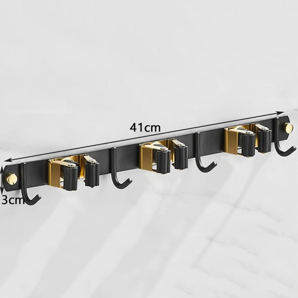 Wandmontierter Besen- und Wischständer aus Edelstahl zur Badezimmerablage
