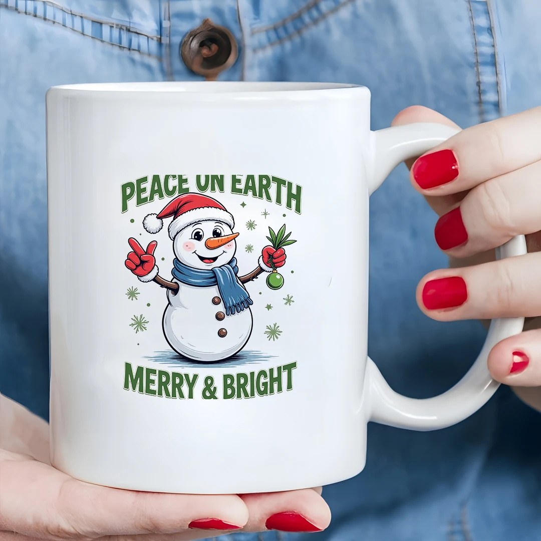 

11oz cartoon snowman Christmas hat mug kids' family office cold & hot beverage cup Christmas gift