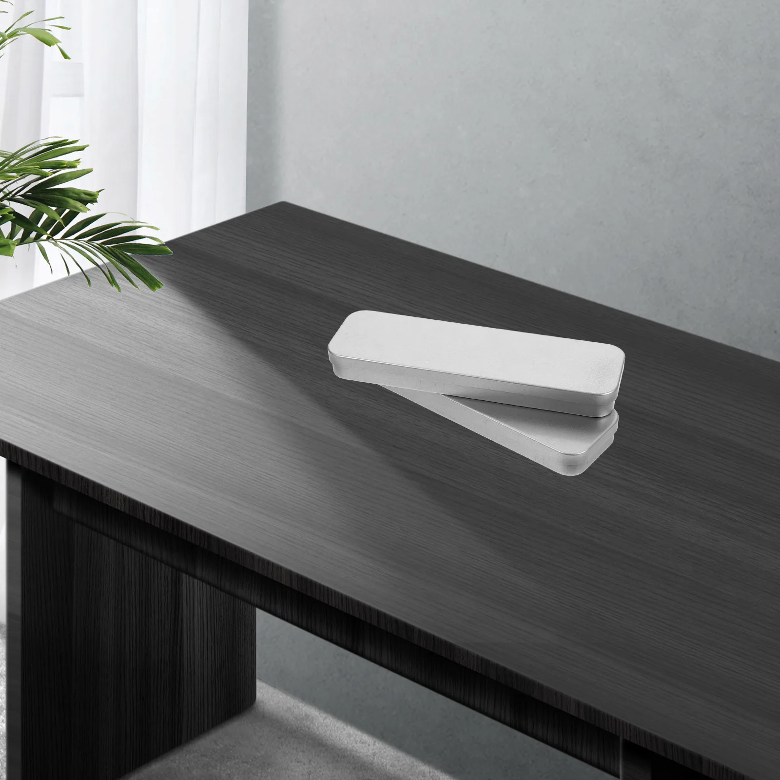 

2pcs Metal Pencil Box Tinplate Stationery Organizer School Students Simple Portable Case Container Multi-Functional Rectangular