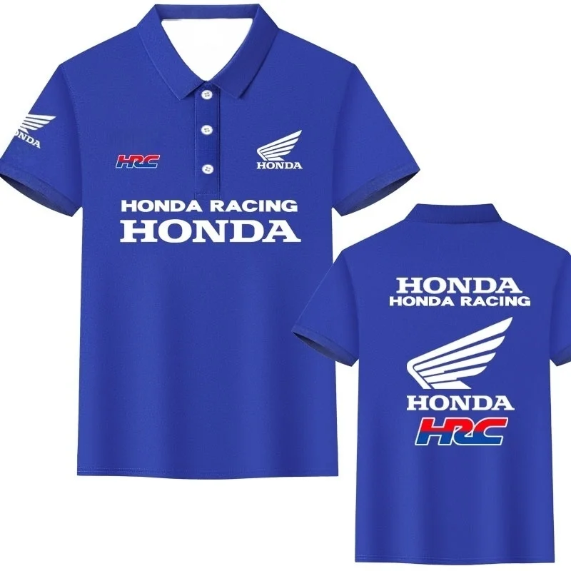 

Лето 2022, новая мужская и женская велосипедная футболка с короткими рукавами Honda Racing, дышащая, быстросохнущая, бутиковая рубашка-поло на пуговицах