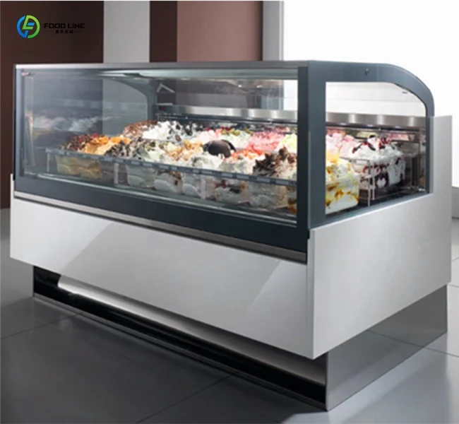 Premium Customized Commercial Gelato Showcase Italian Ice Cream Display Freezer Stable Temperature Control