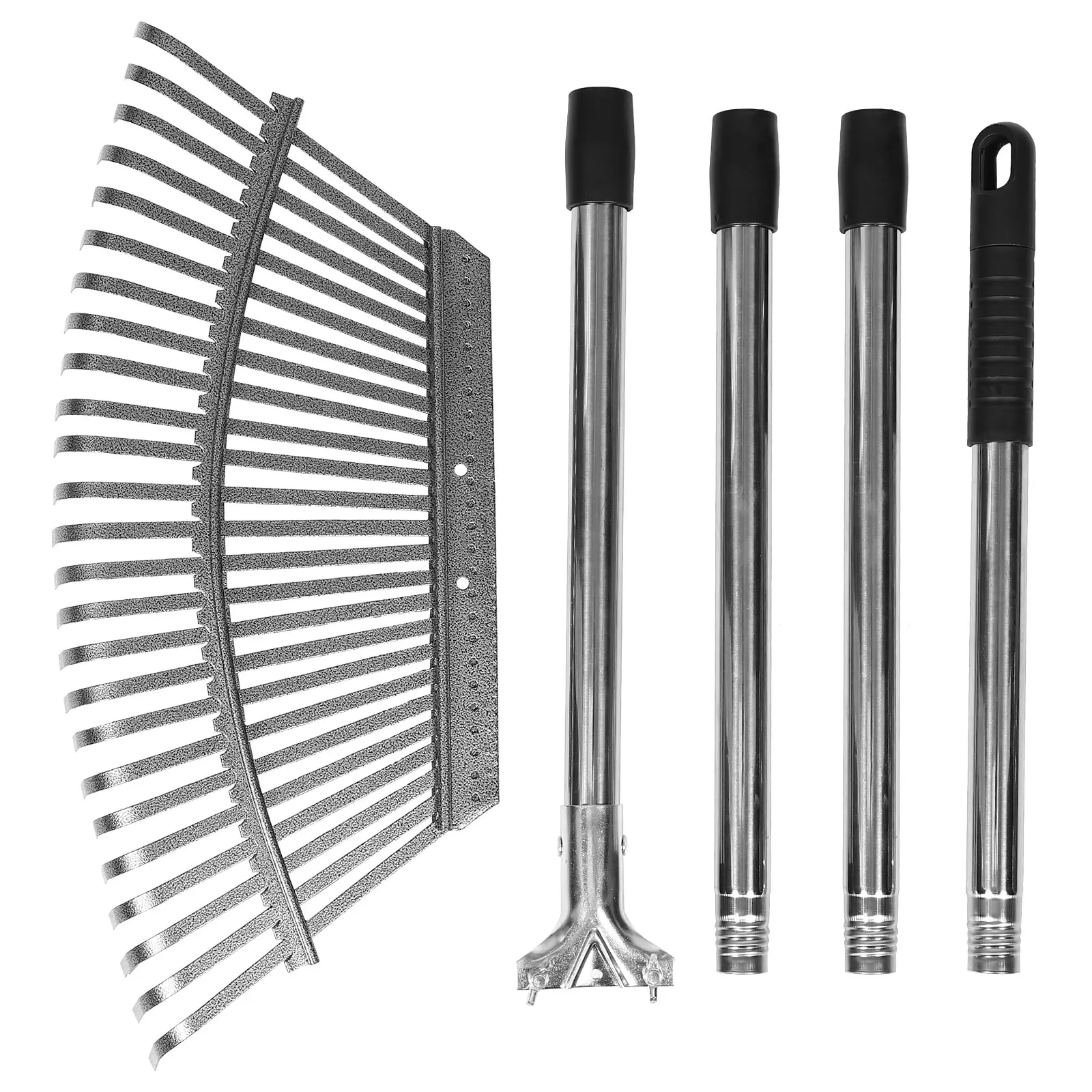 

1pcs Adjustable 25-Tine Stainless Steel Garden Rake Heavy Duty Metal Leaf Grass Lawn Tool Cultivator Soil Loosening Yard Farming