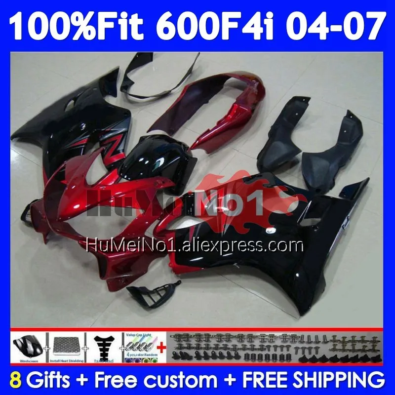 Injection Body For HONDA CBR600 CBR 600 F4i 600F4i 35No.133 CBR600F4i Red black 04 05 06 07 600CC 2004 2005 2006 2007 Fairing