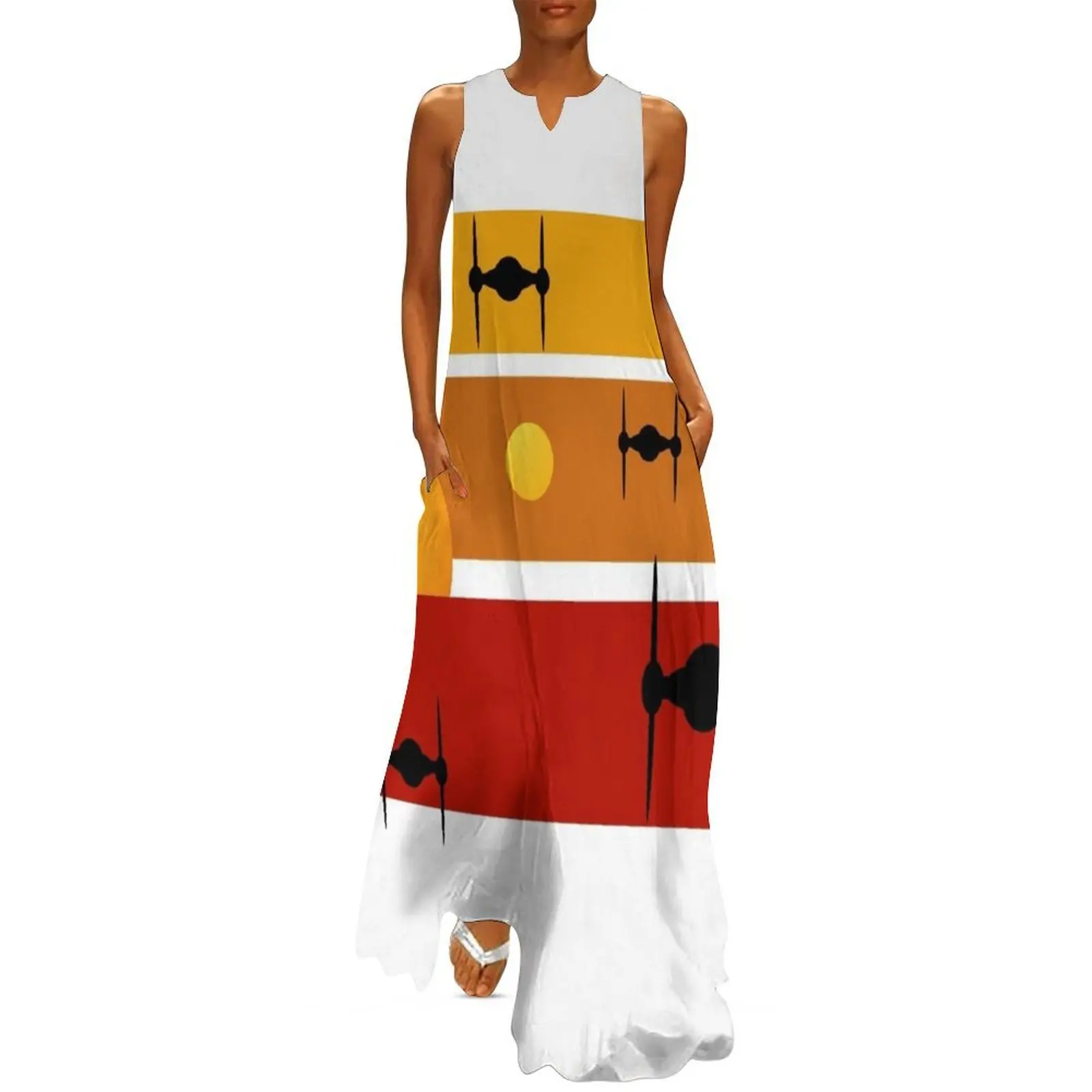 

Sunset with Tie Figthers Long Dress bandage dress women's clothing korea stylish birthday dress for women Women's evening