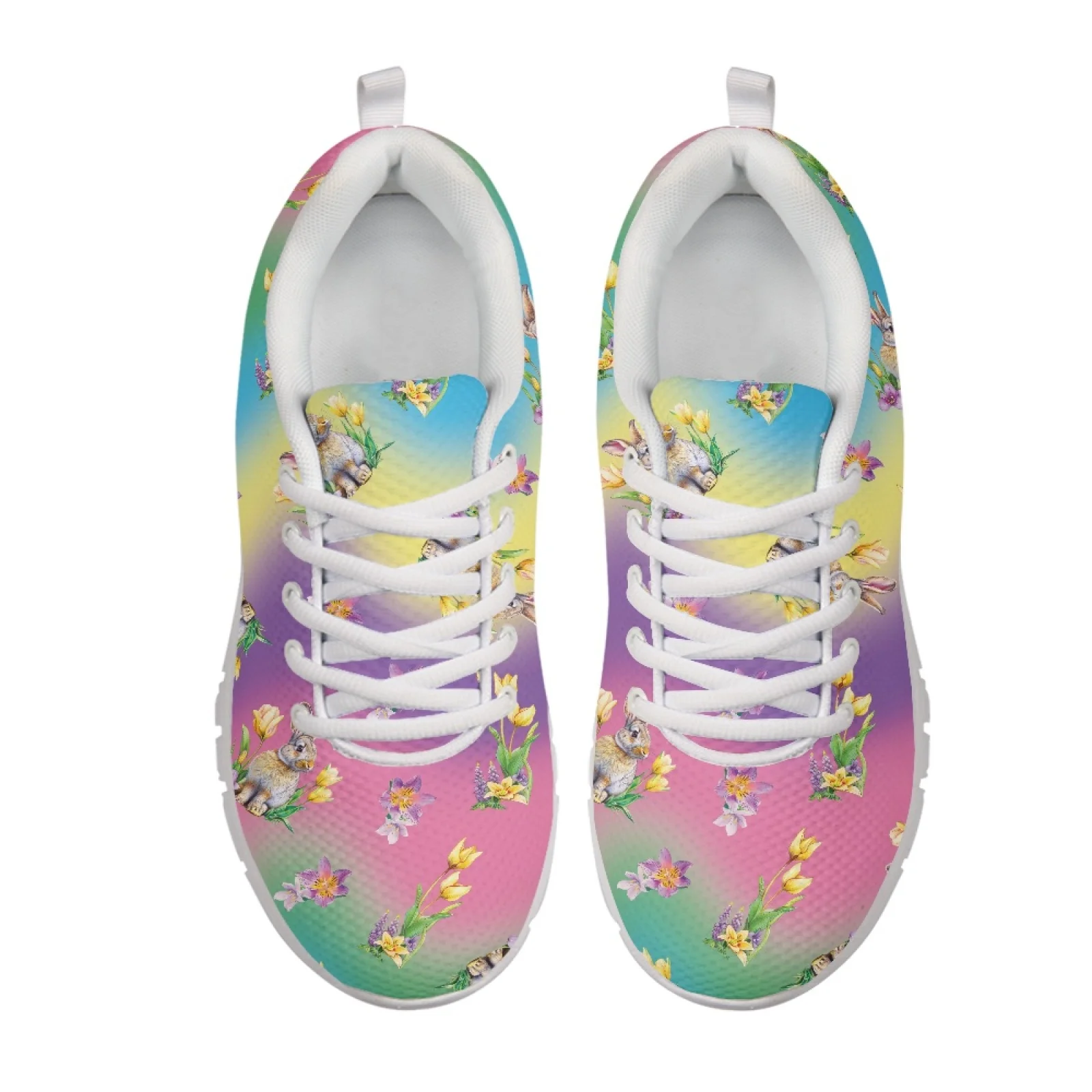 Coloranimal Rabbit and Floral Pattern Anti-Slip Sport Shoe for Women Mesh & EVA Sole Sports Tennis Shoes 2026 New