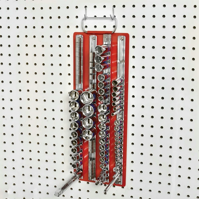 1Piece Stainless Steel Guide Rail Sleeve Bracket 80 Clips Sleeve Rack Socket Storage Tray Tool Organizer Rack