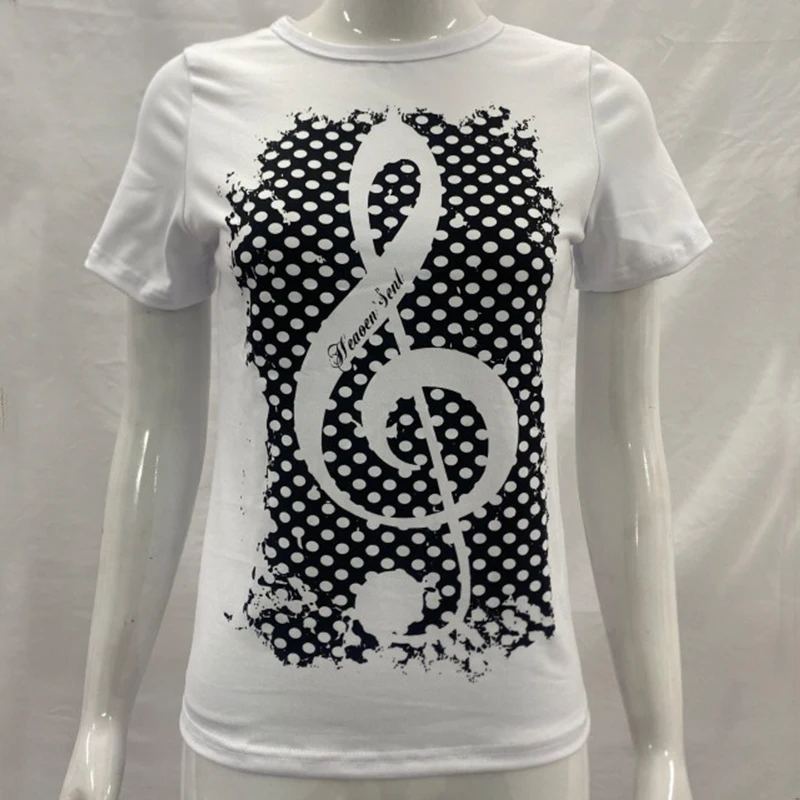 Personality Vintage Harajuku INS Tees 2000s Note Printing Short Sleeved Tops Summer Music Literary Aesthetics Round Neck T-shirt