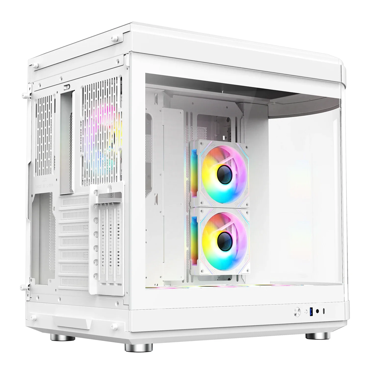 White Gamer Computer Cases Wholesale Factory Price OEM ODM Desktop Computer Cases Gaming Pc Case & Towers Full View Curve Glass