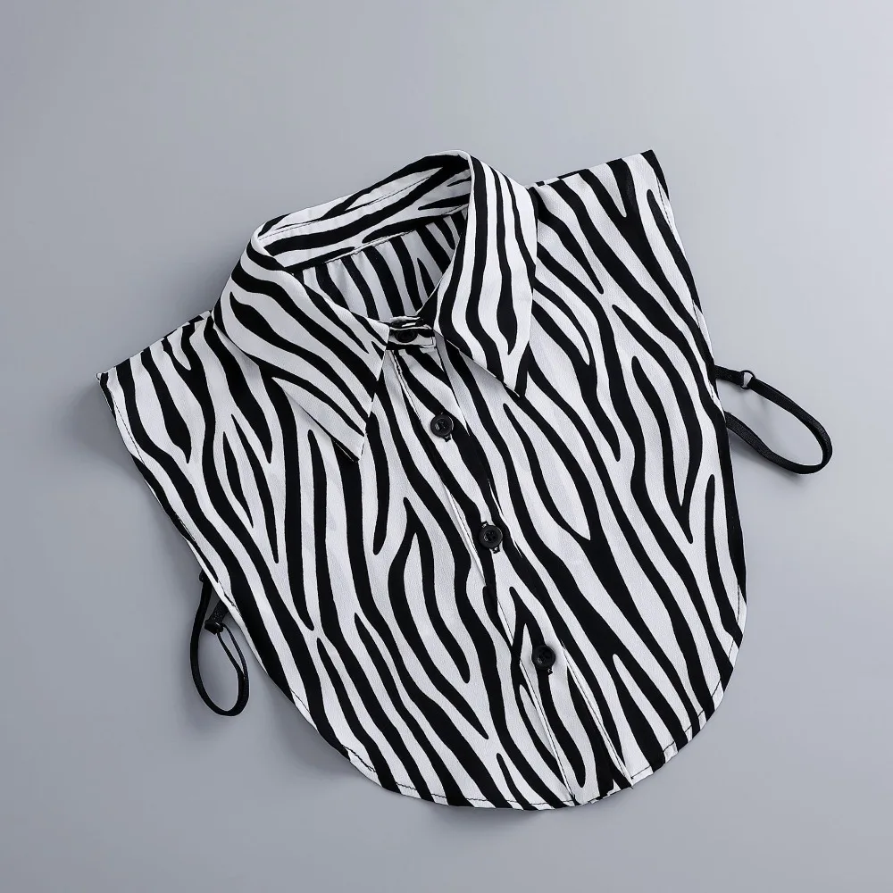 Obrázek 5: Podzim zima móda falešná límec ženy versatile špičaté zebra tisk košile dlouhé blůza límec nejvyšší