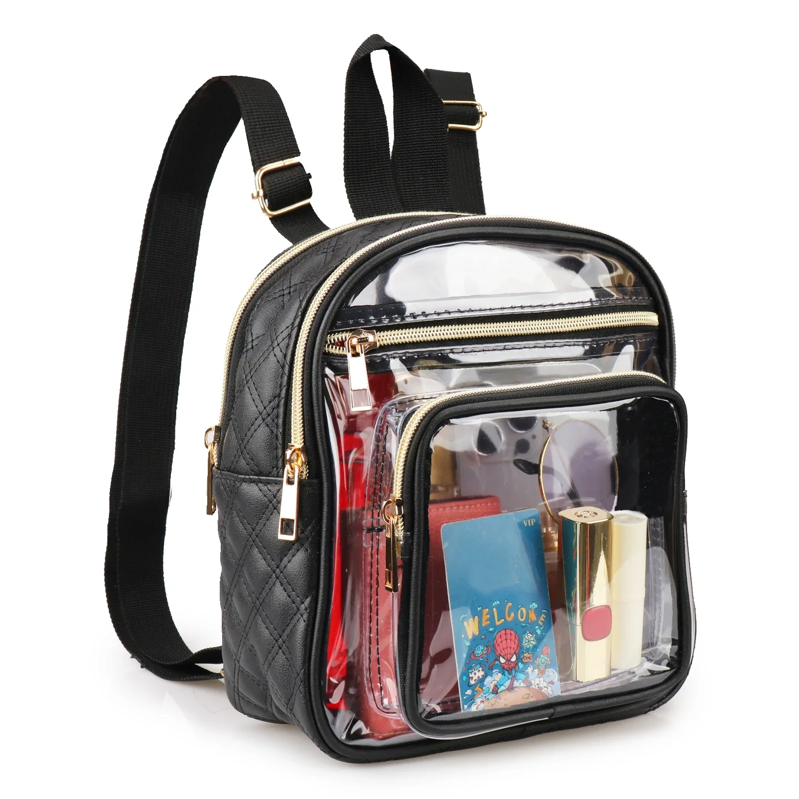 

Clear Backpack, Stadium Approved 23 X 20 X 11cm/9*7.9*4.3in, Heavy Duty PVC Clear Backpack, See-Through Backpack for School Conc