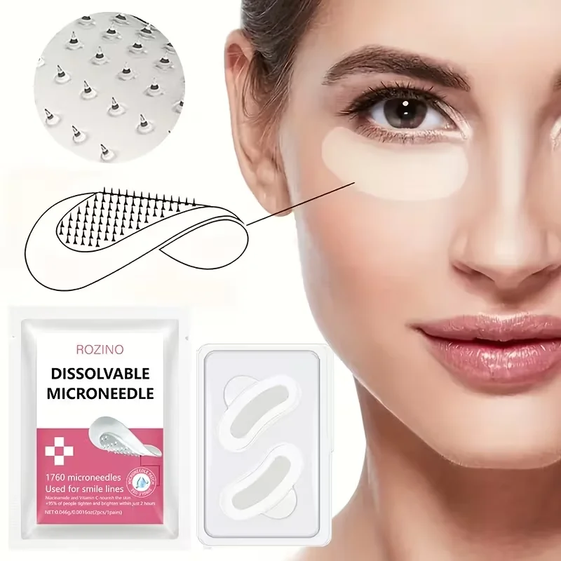 2Pcs Hyaluronic Acid Soluble Microneedle Eye Mask Patches, Deeply Moisturizing, Suitable for Face, Forehead, Smile Lines, and Eyes, Making Skin Smoother, More Delicate, and Brighter, Skin Care, Microneedle Patches, Suitable for All Skin Types, Daily Eye Care, Perfect for Gifting