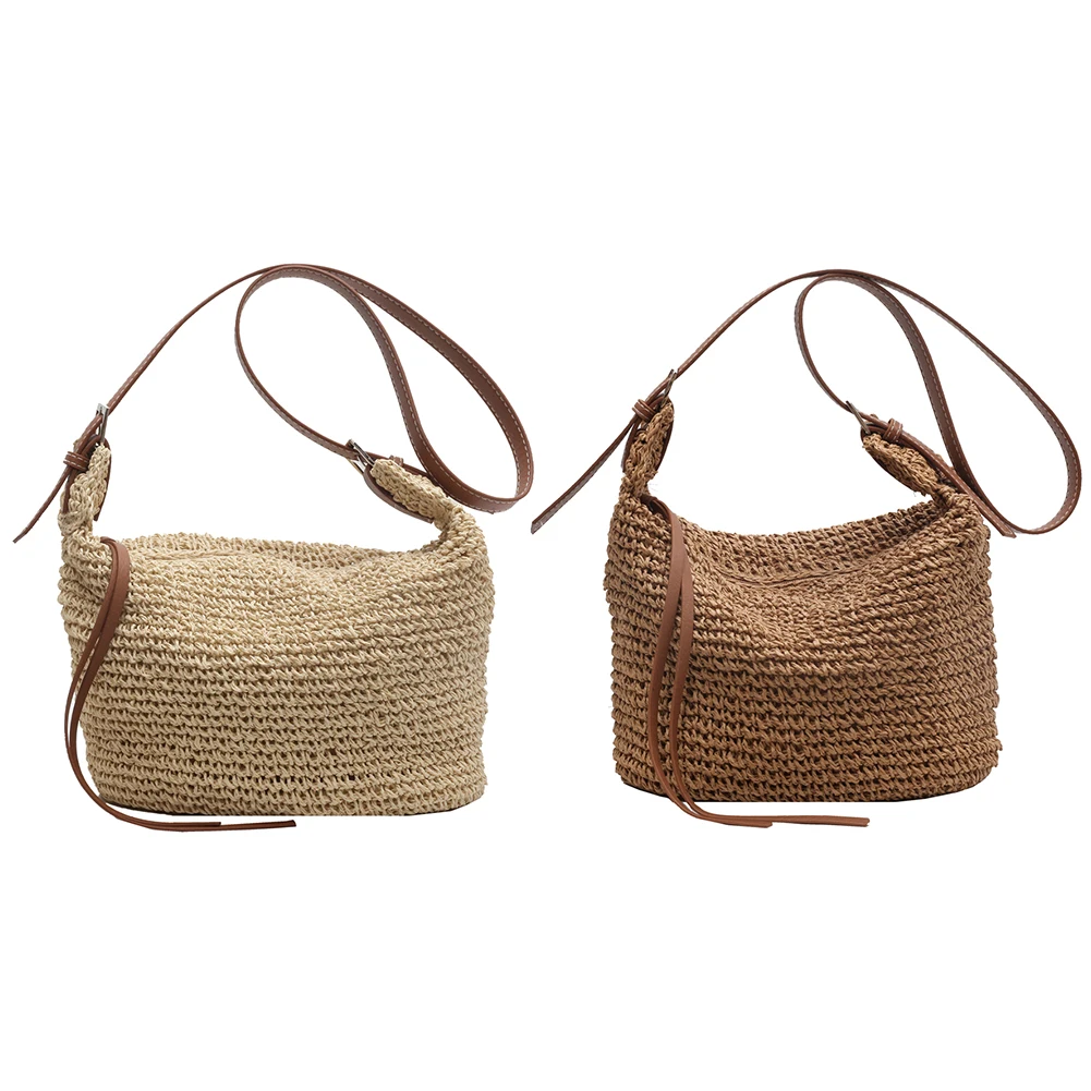 

Hand-Woven Handbags Handmade Shoulder Bag Paper Rope Fashion Casual Simple Elegant Strap Adjustable Summer Beach Bag