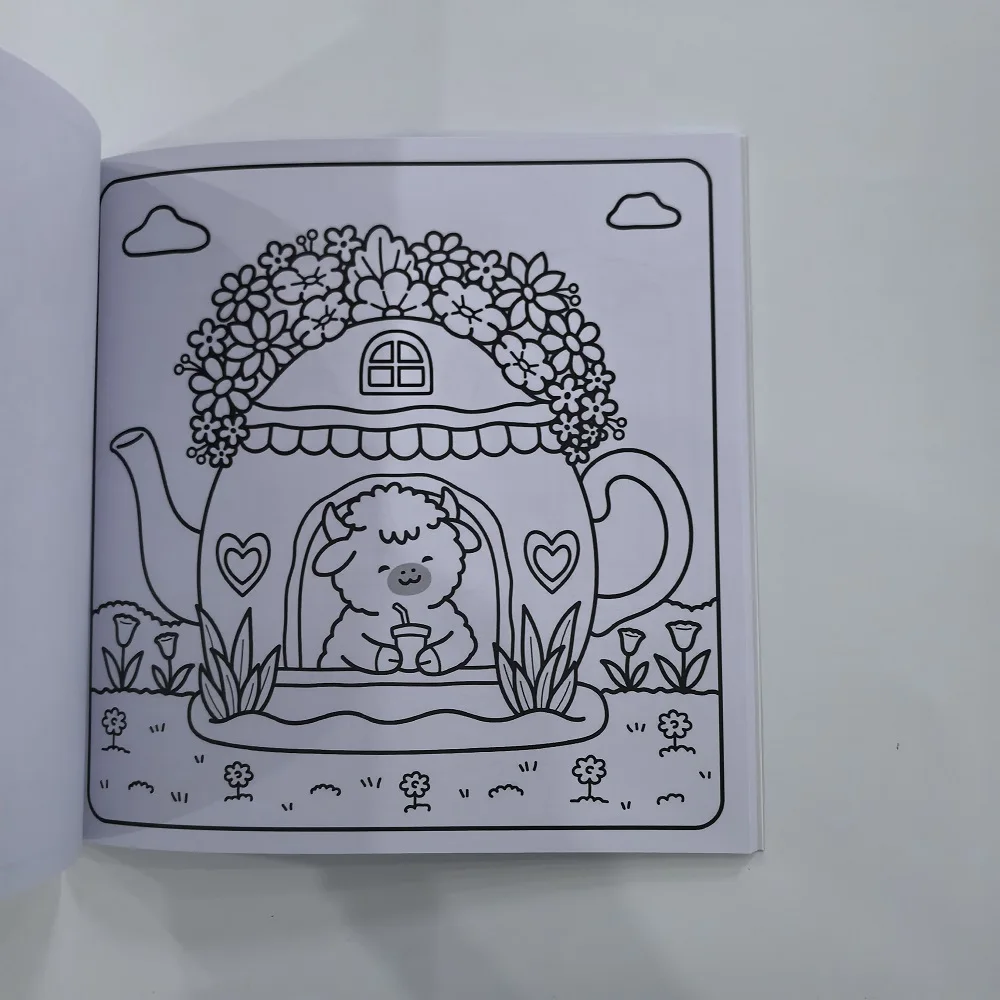 كتاب تلوين للبالغين من أزهار فروي - رسم لطيف ومريح لتخفيف التوتر، هدية مثالية لحفلات أعياد الميلاد وعيد الميلاد